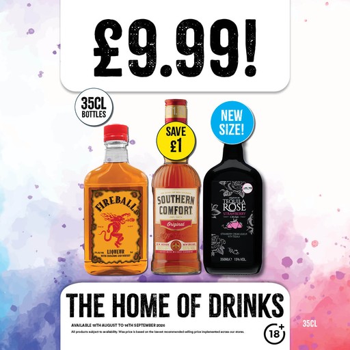 £9.99 each on selected 35cl spirit bottles