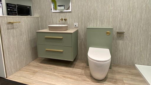 Wall hung basin and WC display with mirror