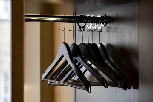 Premier Inn wardrobe with clothes hangers