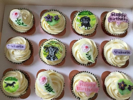 Night Owl Cakery - Labrador birthday cupcakes.