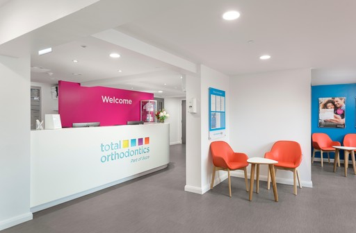 Reception are inside Total Orthodontics Crawley