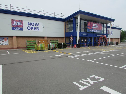 A side view of the new B&M Bridgwater Homestore & Garden Centre