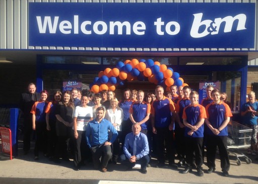 B&M Sunderland, Ryhope Road store team pose in front of their brand new Home Store & Garden Centre