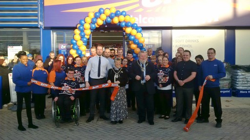 Local Mayor John Fox and his wife Judy were present at B&M's new store opening in Peterborough, cutting the ribbon to officially open the store at the Ortongate Centre.