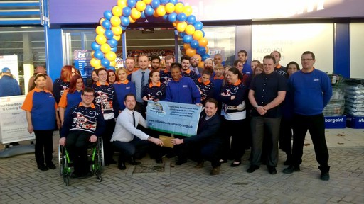 Michael Clarke from local charity Little Miracles was B&M Ortongate's VIP guest on opening day. He accepted £250 worth of B&M vouchers on behalf of the charity which had been donated by store staff.