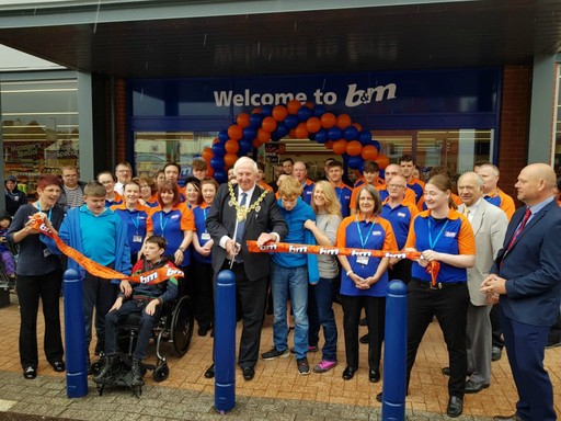 Local Mayor Councillor John Pritchard was on hand to cut the ribbon at B&M's latest store opening - a relocation at Central Retail Park, Wrexham (previously at Regent Street).