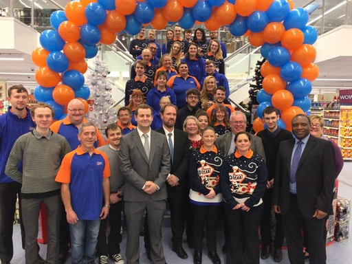 B&M's store team pose ahead of opening their new Home Store at Park Farm Retail Park, Folkestone.