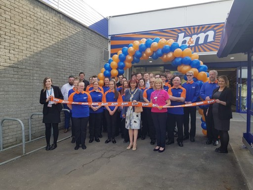 Provost, Councillor Helen Moonie poses outside B&M's new store in Prestwick before cutting the ribbon to officially open the store.