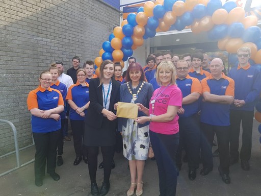 Lyn Bateman from the Ayrshire Hospice was B&M's VIP guest at the opening of its brand new store in Prestwick (Main Street). She accepted £250 worth of B&M vouchers on behalf of the charity, the donation made as recognition of its hard work in the communit