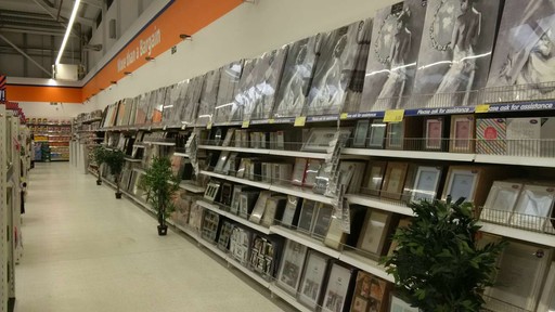 The fantastic range of home accessories and picture frames on display in B&M Armley.