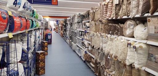 B&M's new Stone store stocks a large selection of bedding and soft furnishings, from cushions and throws to duvets and bedding sets.