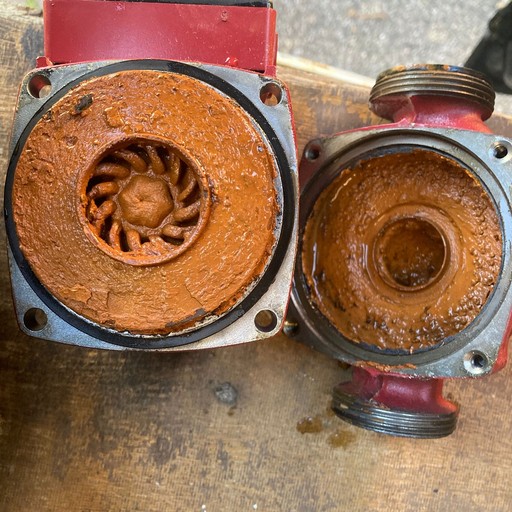 Faulty pump caused by dirty untreated heating system water. can be solved with a power flush and treating with inhibitor