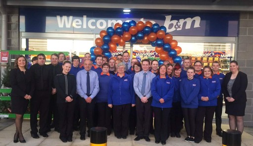 The store team at B&M Inshes, getting prepared for opening day.