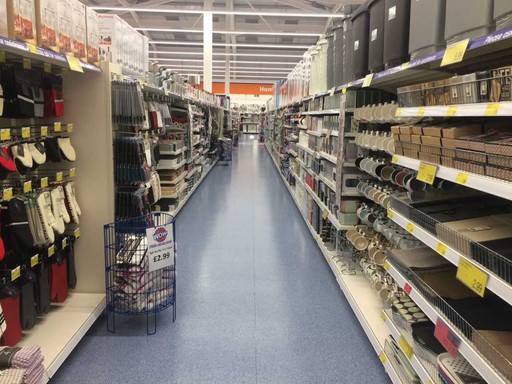 The kitchen aisle of B&M Inshes, bursting with brilliant offers.
