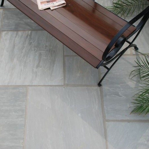 Strata grey sandstone paving slabs