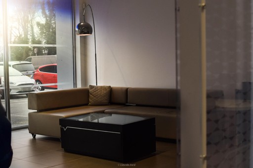 Waiting area inside the Ford Lincoln showroom