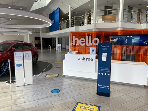 Welcome desk inside the Ford Lincoln dealership
