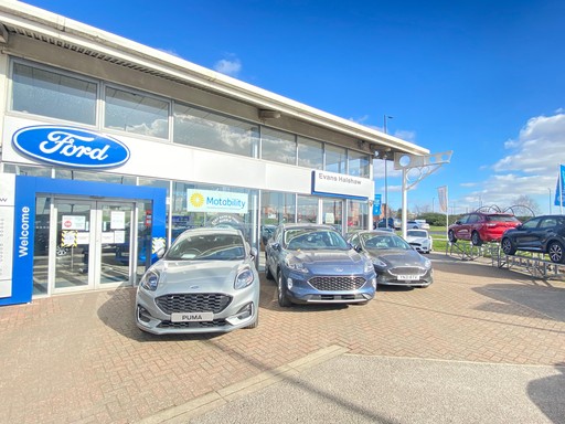 Outside the front of the Ford Rotherham dealership