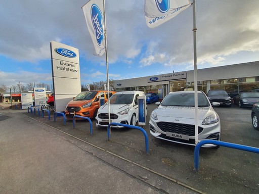 Cars outside the Ford Transit Centre in Coatbridge