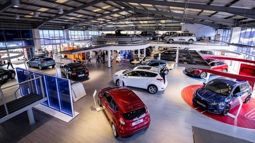 Cars inside the FordStore showroom