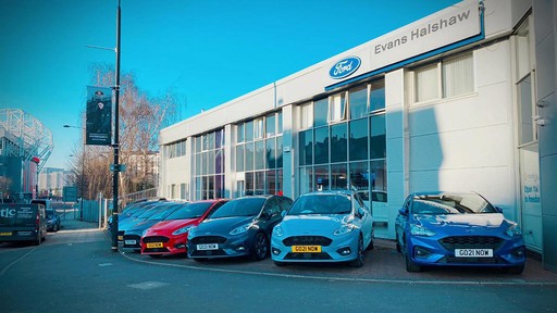 Outside the Ford Old Trafford dealership