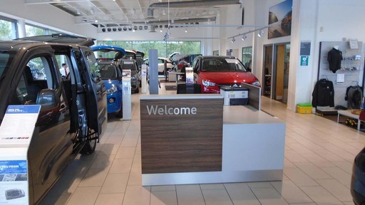 Welcome desk inside the Vauxhall Kilmarnock dealership