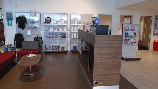 Waiting area inside the Vauxhall Kilmarnock dealership