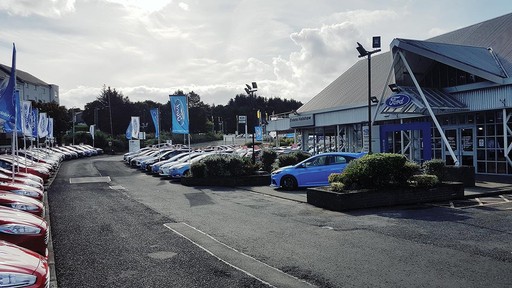 Facing the front of the Ford Kilbride dealership