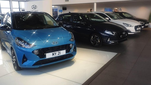 New Hyundai cars inside the Leeds showroom