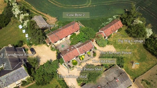 aerial photo of Beeches Farmhouse Country Cottages