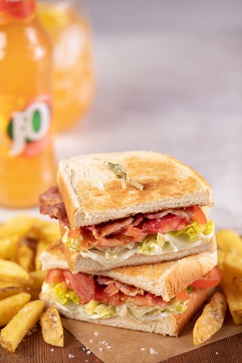 Classic BLT, on a toasted farmhouse bloomer with mayo