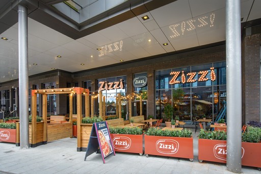 Modern Zizzi Telford exterior with glass frontage and bold signage.