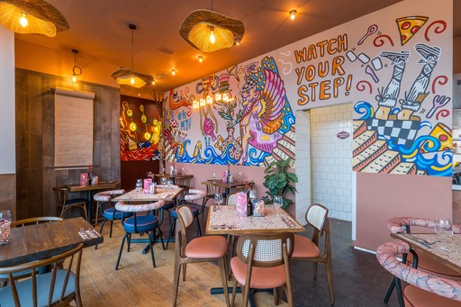 Zizzi Inverness, with large mural by artist.