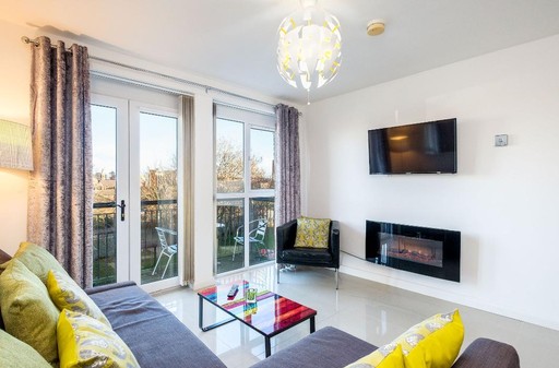 Bright modern Lounge with Balcony.