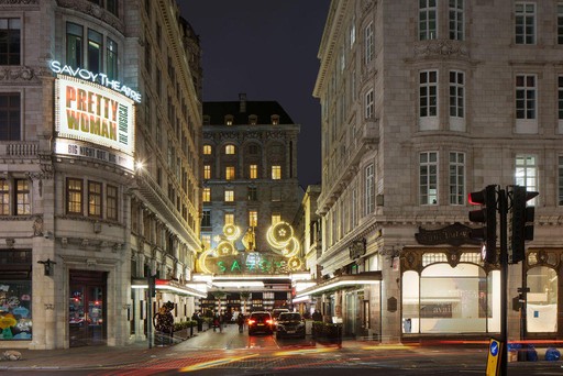 Front view of Savoy Theatre at night