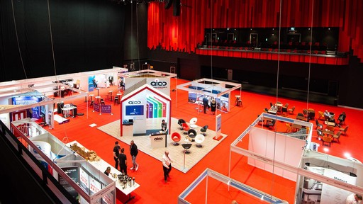 Swansea Arena auditorium from VIP Balcony overlooking CIOH exhibition space and shell scheme