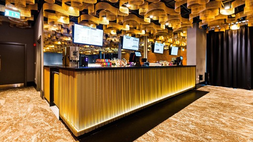 Swansea Arena VIP Lounge bar, empty and lit up