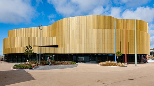 Exterior of Swansea Arena, from VIP Lounge side at Coastal Park level