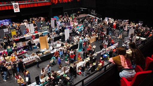 Swansea Comic & Gaming Convention from above, in main auditorium