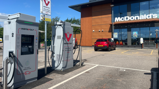 InstaVolt ultra rapid charging bays located at McDonald's Portlethen, offering convenient charging access close to the A92 and nearby retail amenities.