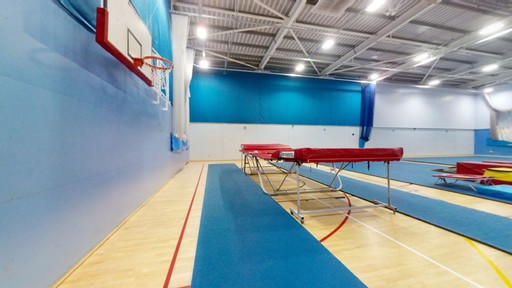 Trampolining in the sports hall at Maltby Leisure Centre