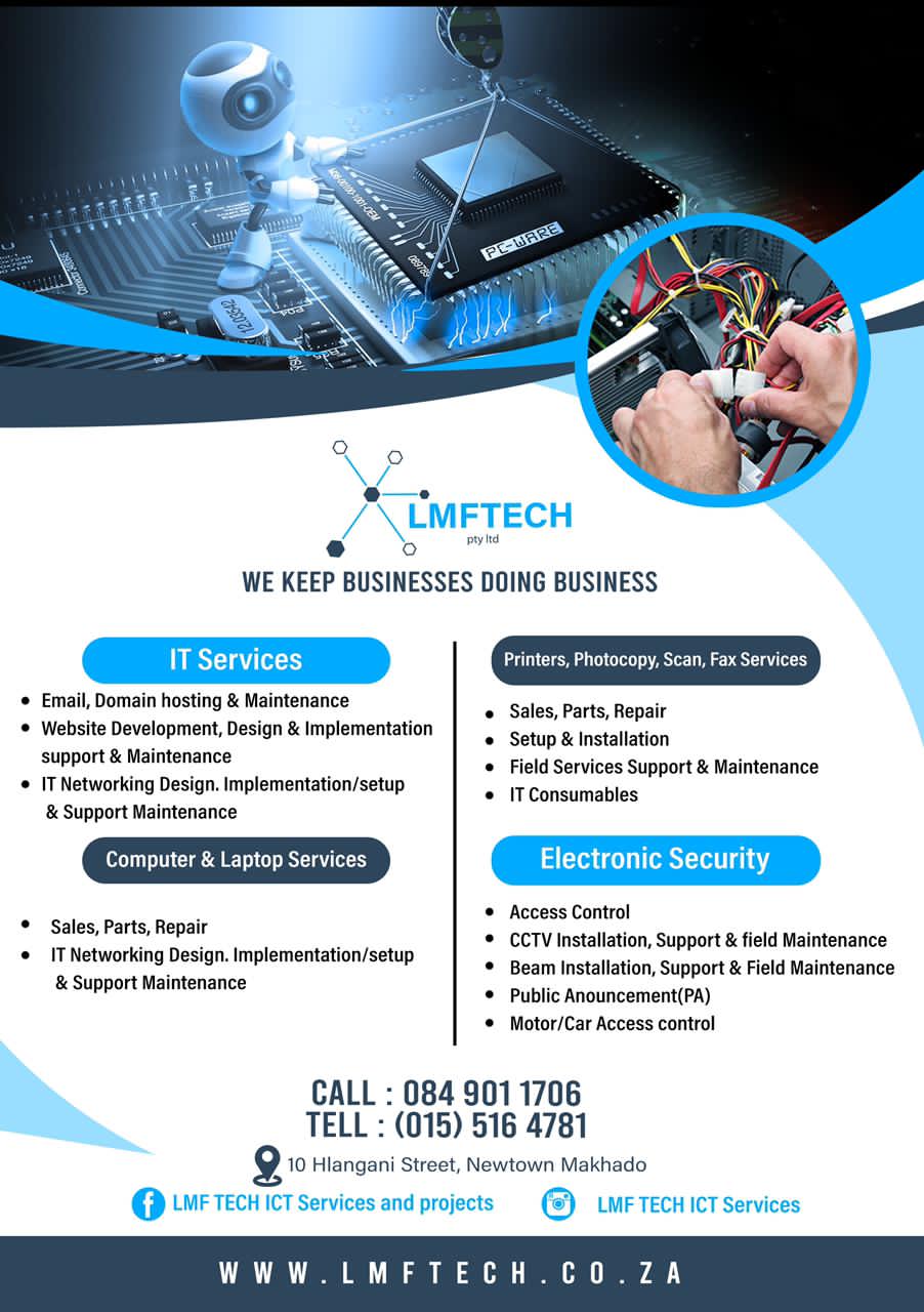 LMFTECH ICT SERVICES & PROJECTS (PTY) Ltd 10 Hlanganani Street, Newtown