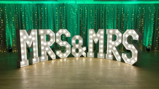 Same Sex Mrs & Mrs Letters in White