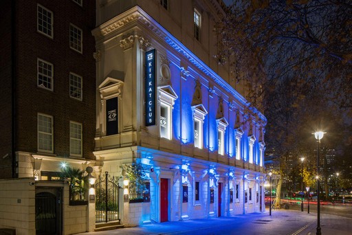 Side view of Kit Kat Club at night