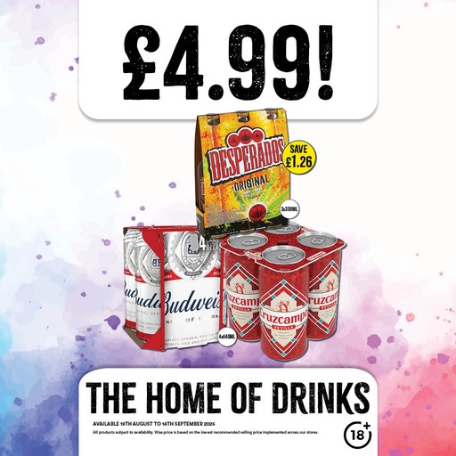 £4.99 each on selected beer packs