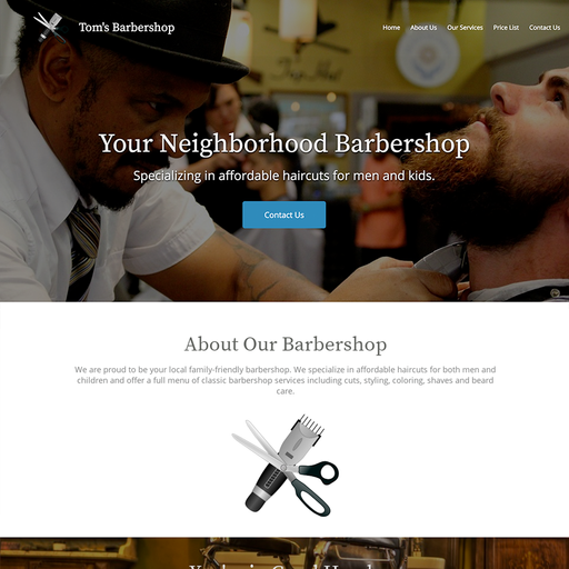 Barbershop Home Page design