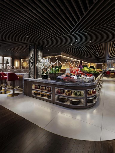 Restaurant design, marble counter, timber, UK