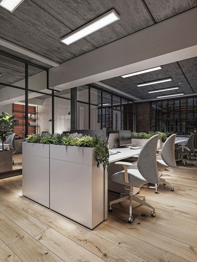 Office fit-out, glass partition, open plan, UK