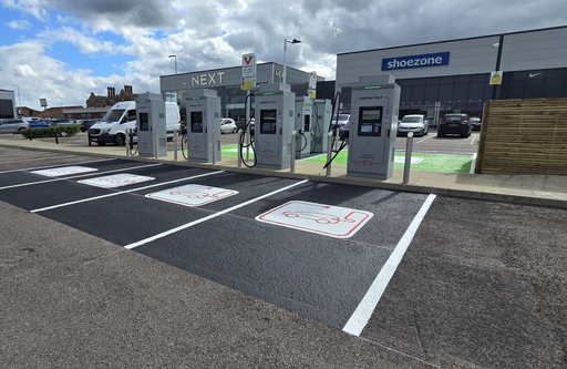 InstaVolt EV charging bays near Next and Shoezone in Maldon.