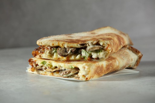 Papa Johns Philly Mushroom Papadia, also available with vegan cheese